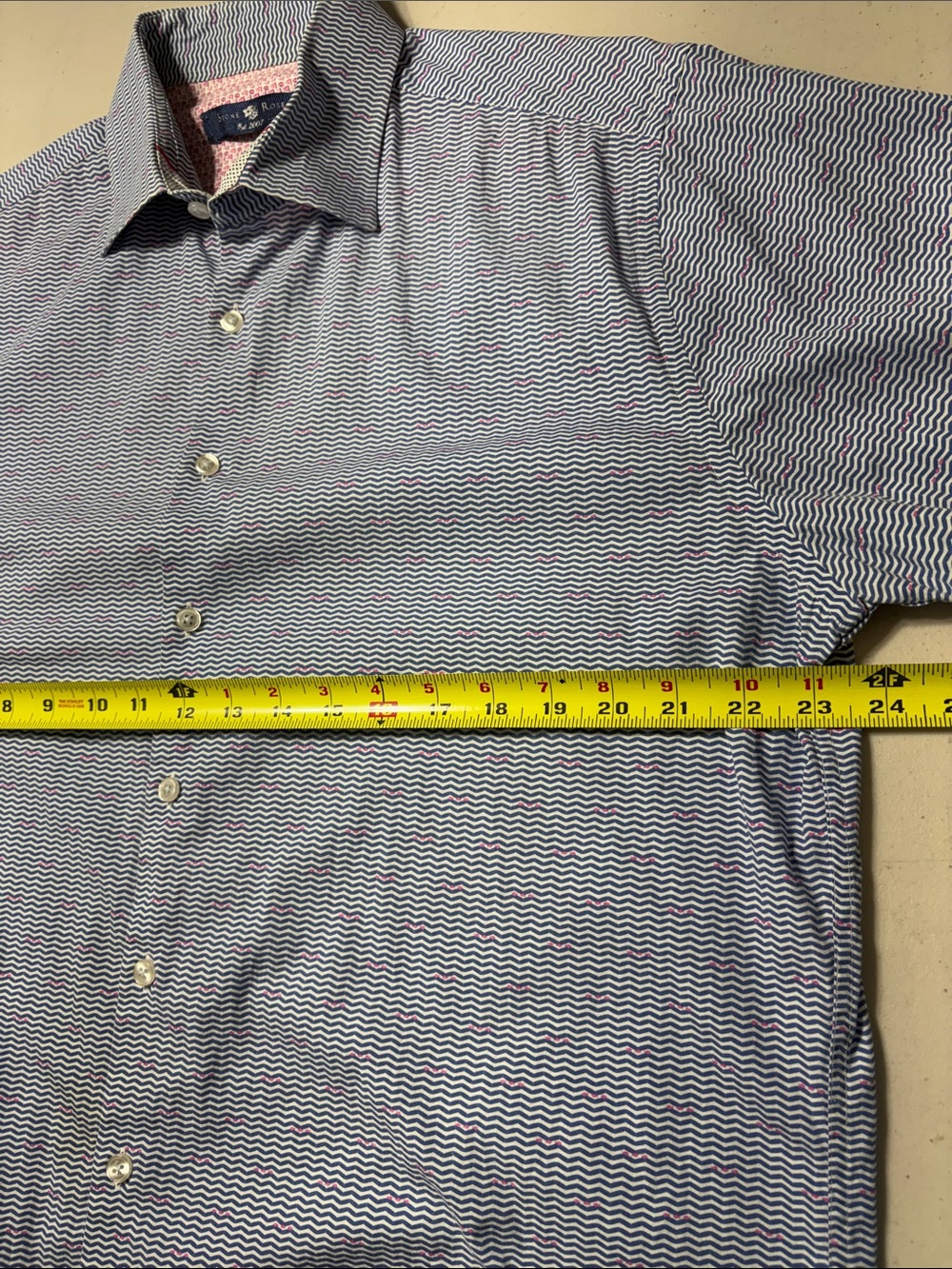 Stone Rose Blue Wave-Pattern Shirt - Picture 9 of 12